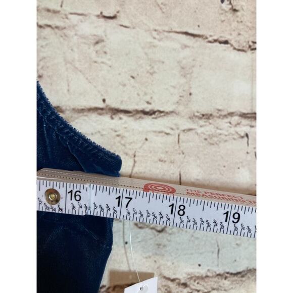 Old Navy Maxi Dress Womens Medium Teal Blue Velvet Side Slit Smocked‎ Stretch - Picture 10 of 15